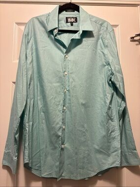 Express Men's Light Mint Green Button-Down Dress Shirt